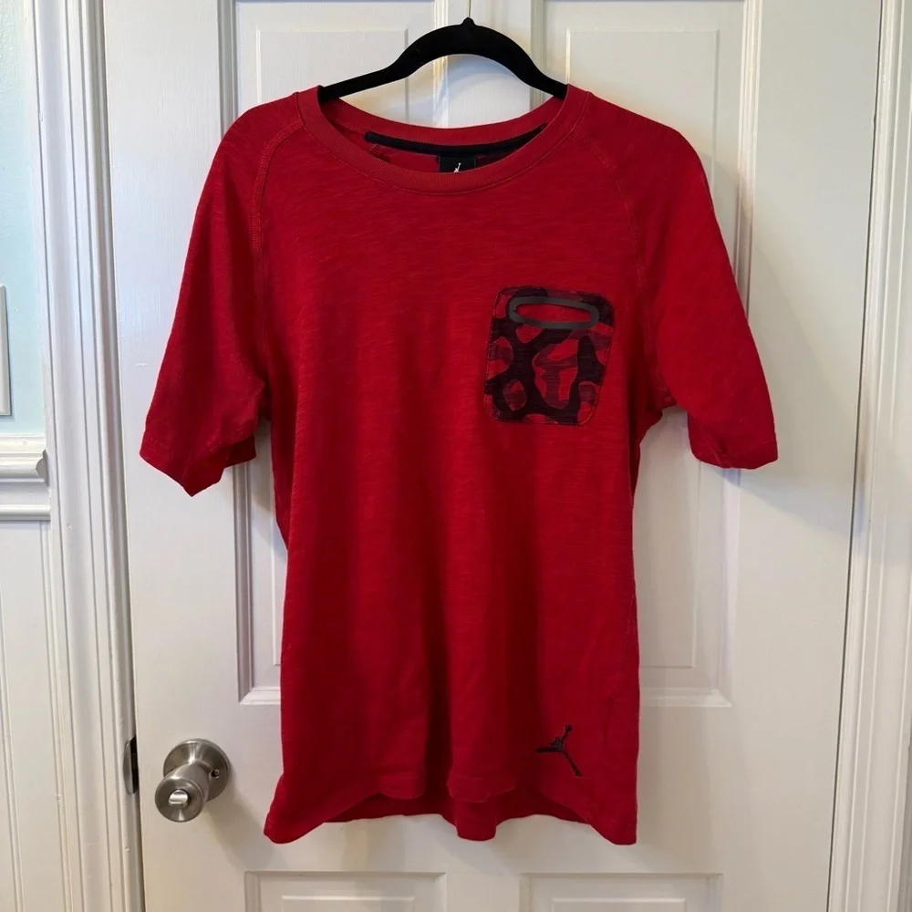 Jordan Red Short Sleeve Tee with Graphic Design